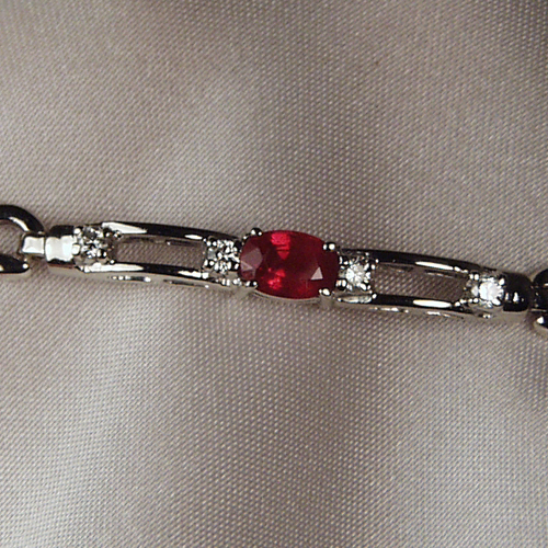 Ruby - Diamond Bracelet 14 kt White Gold  Litnon.com