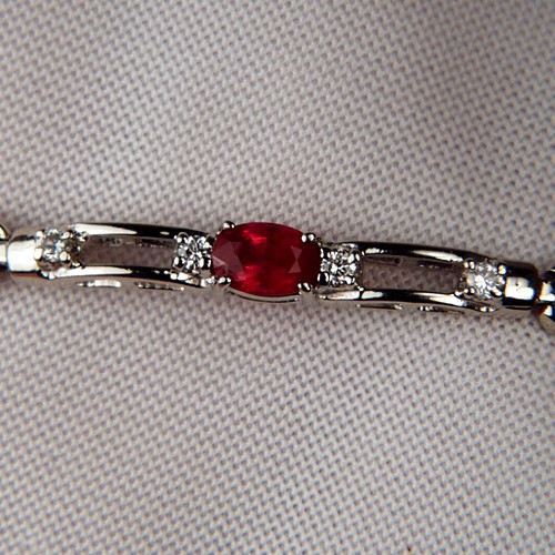 Ruby - Diamond Bracelet 14 kt White Gold  Litnon.com