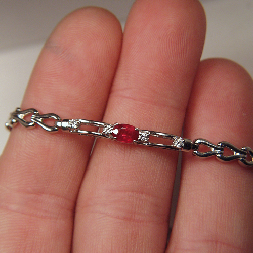 Ruby - Diamond Bracelet 14 kt White Gold  Litnon.com