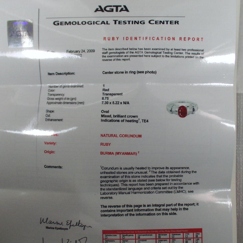 AGTA Certified South East Asia Ruby Diamond Ring 18kt  Litnon.com