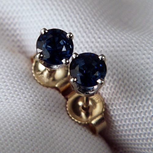Royal Blue Sapphire 14 Karat Stud Earrings  Litnon.com