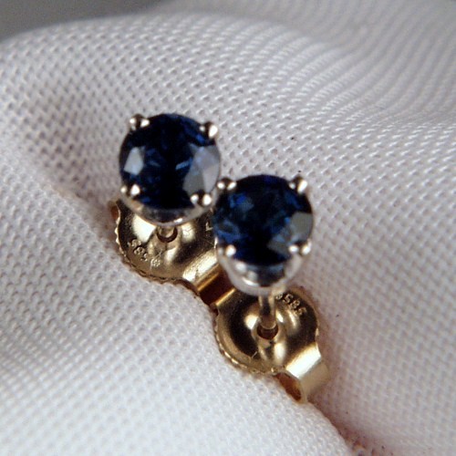 Royal Blue Sapphire 14 Karat Stud Earrings  Litnon.com
