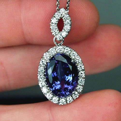  Fine Color! Tanzanite Diamond Pendant 10.25ct   Litnon.com