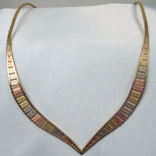 Estate Tri-Color Gold Geneve Watch and Necklace 14 kt  Litnon.com