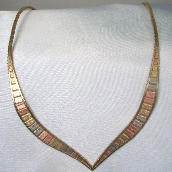 Estate Tri-Color Gold Geneve Watch and Necklace 14 kt  Litnon.com