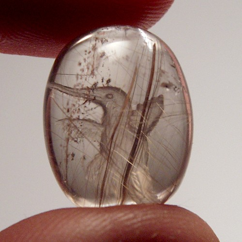Hand Carved Humming Bird on Rutile Quartz 27.87 ct  Litnon.com