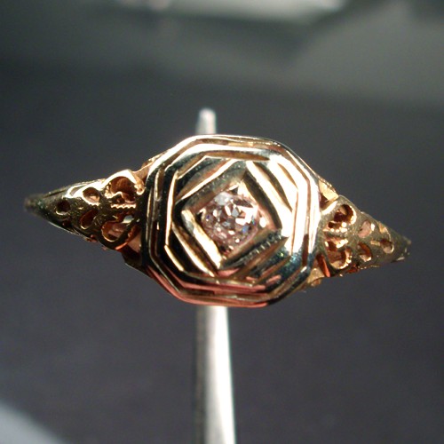 Antique Old Mine Cut Diamond Filigree 18 kt Gold Ring  Litnon.com