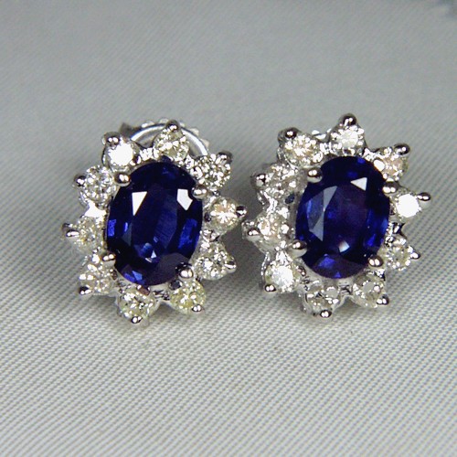 Royal Blue Ceylon Sapphire Diamond Earrings  Litnon.com