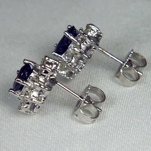 Royal Blue Ceylon Sapphire Diamond Earrings  Litnon.com