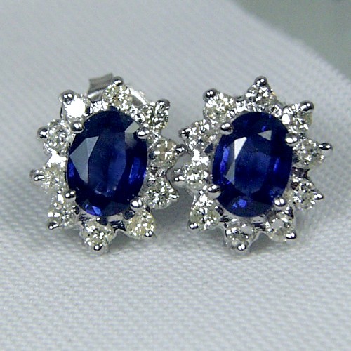 Royal Blue Ceylon Sapphire Diamond Earrings  Litnon.com