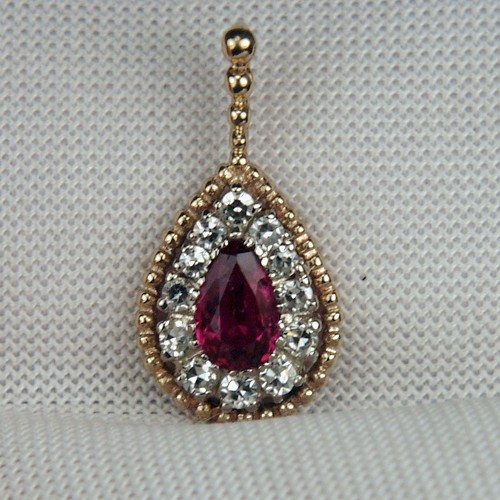 Natural Ruby and Diamond Pendant 14kt Gold  Litnon.com