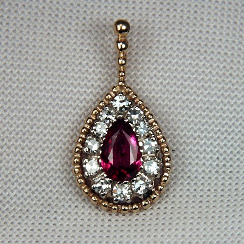 Natural Ruby and Diamond Pendant 14kt Gold  Litnon.com