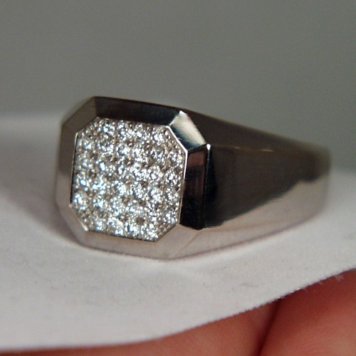 Quality Estate Mens 14 k White Gold Diamond Ring  Litnon.com