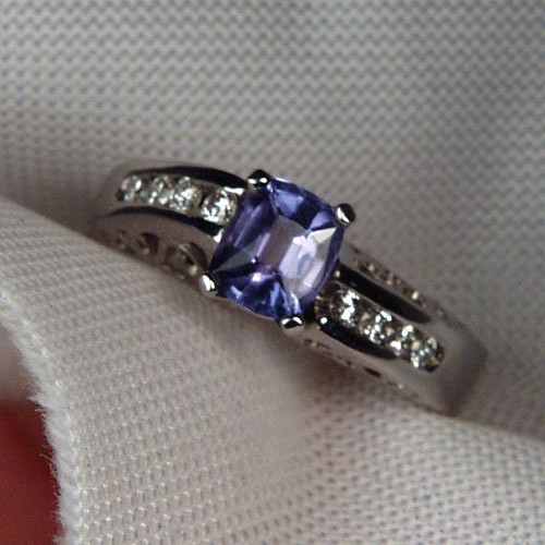 Quality! Tanzanite Diamond 14 kt White Gold  Ring   Litnon.com