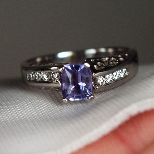 Quality! Tanzanite Diamond 14 kt White Gold  Ring   Litnon.com