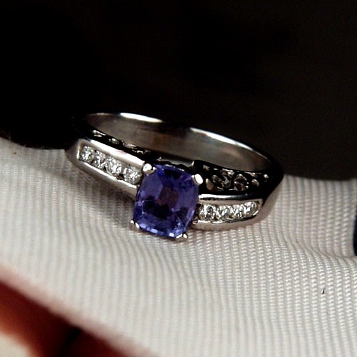 Quality! Tanzanite Diamond 14 kt White Gold  Ring   Litnon.com