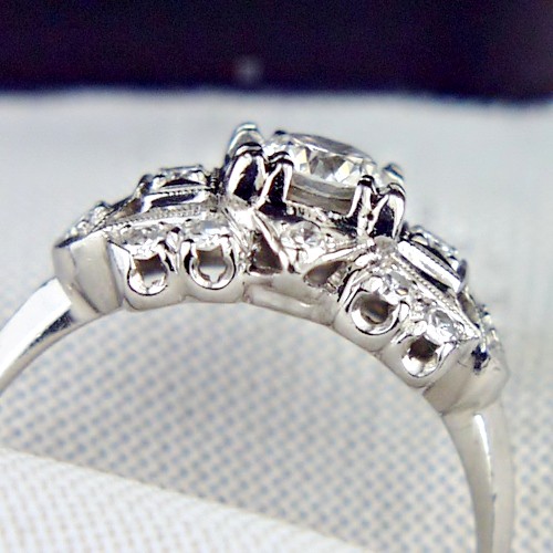 Antique ~ Vintage Platinum European Cut Diamond Ring  Litnon.com