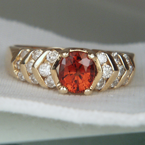 Beautiful Spessartite Garnet 14 kt Diamond Ring  Litnon.com