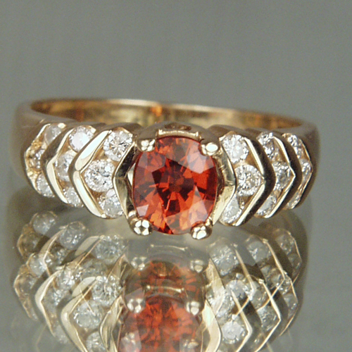 Beautiful Spessartite Garnet 14 kt Diamond Ring  Litnon.com