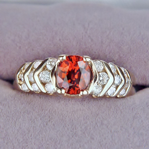 Beautiful Spessartite Garnet 14 kt Diamond Ring  Litnon.com