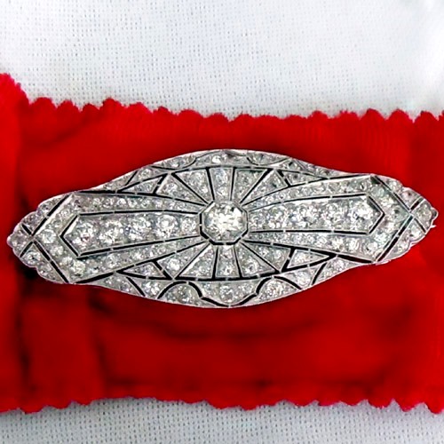 Antique ~ Edwardian Platinum Diamond Brooch 7 carats  Litnon.com