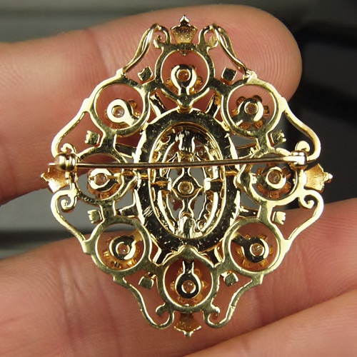 Estate Custom Hand Made Diamond 14 kt Brooch - Pendant 3.45ct  Litnon.com