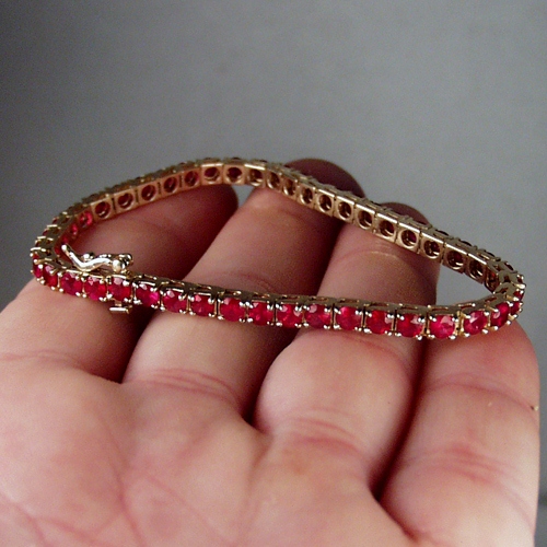 Quality Estate 6.5 Carat South East Asia Ruby Tennis Bracelet 14kt Gold GLI . Litnon.com