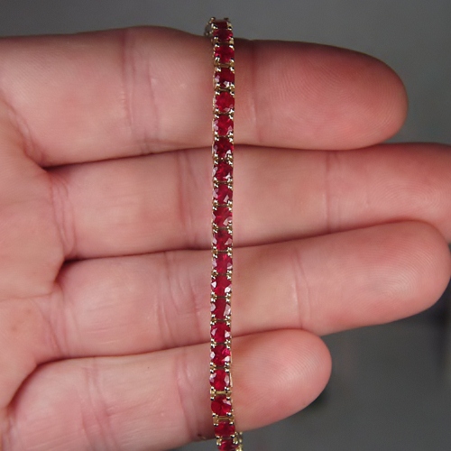 Quality Estate 6.5 Carat South East Asia Ruby Tennis Bracelet 14kt Gold GLI . Litnon.com