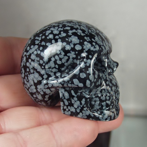 Awesome Hand Carved Snowflake Obsidian Skull Afghanistan  Litnon.com