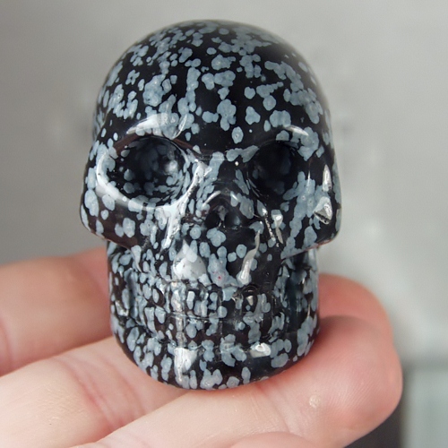 Awesome Hand Carved Snowflake Obsidian Skull Afghanistan  Litnon.com