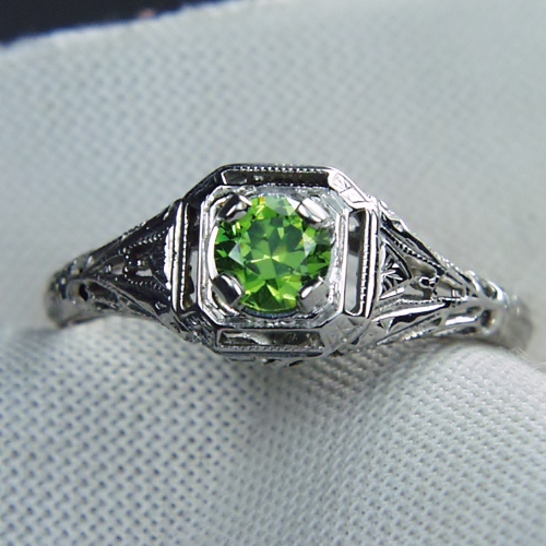 Antique 18kt White Gold Russian Demantoid Garnet Ring  Litnon.com
