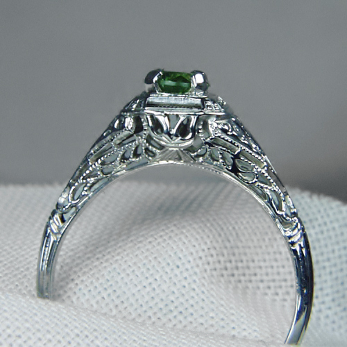 Antique 18kt White Gold Russian Demantoid Garnet Ring  Litnon.com