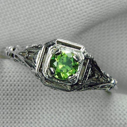 Antique 18kt White Gold Russian Demantoid Garnet Ring  Litnon.com