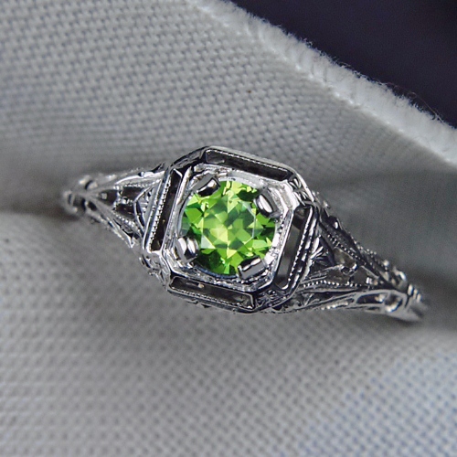 Antique 18kt White Gold Russian Demantoid Garnet Ring  Litnon.com