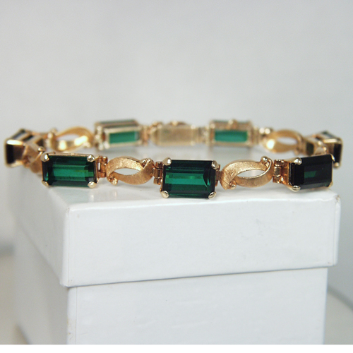 Quality Estate 14 Karat Brazil Green Tourmaline Bracelet GLI  Litnon.com