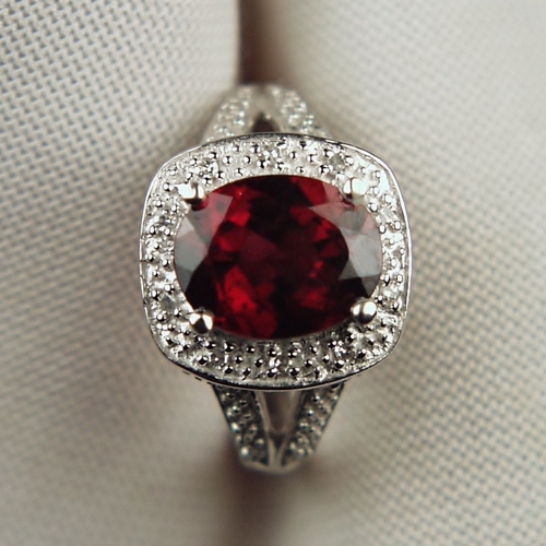 NR Pretty Red Rhodolite Garnet Diamond Ring 10kt  Litnon.com