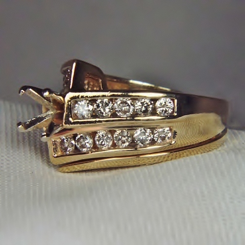 Estate I4kt Gold Diamond Semi-Mount Wed Ring  Litnon.com