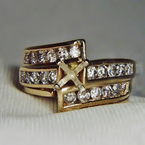 Estate I4kt Gold Diamond Semi-Mount Wed Ring  Litnon.com