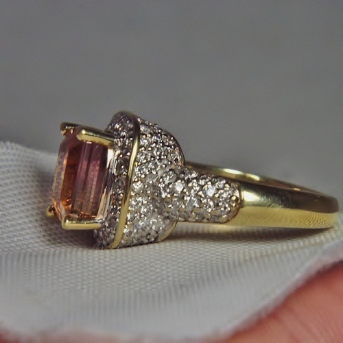 18kt Bi-Color Tourmaline and Pave Diamond Ring  Litnon.com