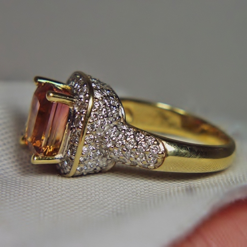 18kt Bi-Color Tourmaline and Pave Diamond Ring  Litnon.com