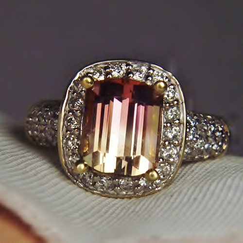 18kt Bi-Color Tourmaline and Pave Diamond Ring  Litnon.com
