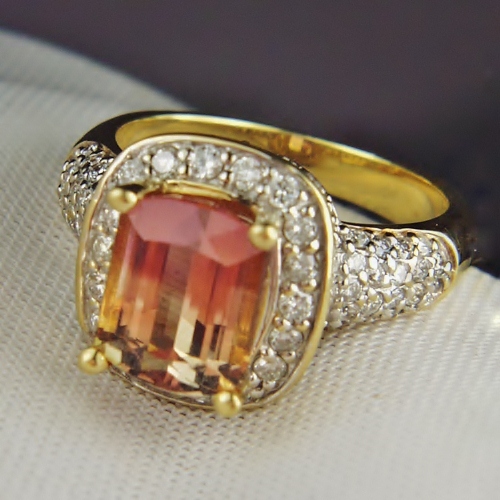 18kt Bi-Color Tourmaline and Pave Diamond Ring  Litnon.com