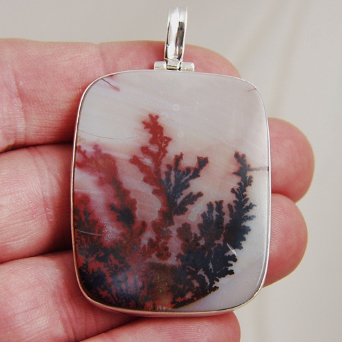  Big! Rare Color & Quality! Scenic Dendritic Agate Pendant S/S  Litnon.com