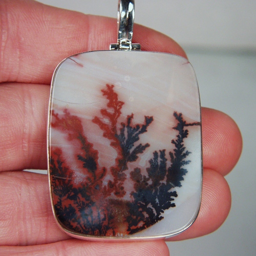  Big! Rare Color & Quality! Scenic Dendritic Agate Pendant S/S  Litnon.com