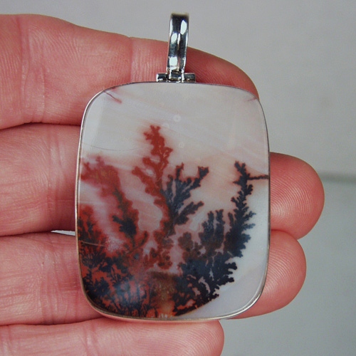  Big! Rare Color & Quality! Scenic Dendritic Agate Pendant S/S  Litnon.com
