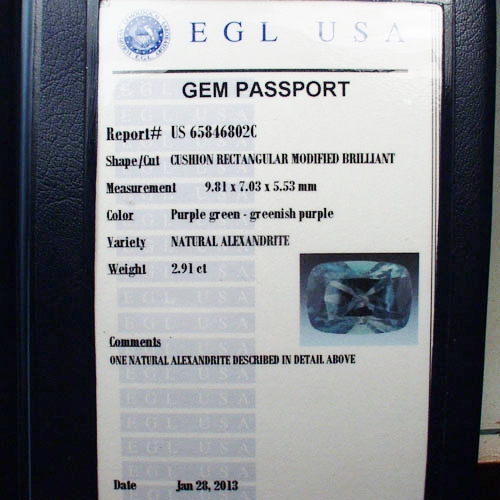 EGL & AGL Certified Natural Chrysoberyl Alexandrite! 2.91 ct GLI Litnon.com