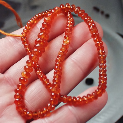 Beautiful Faceted and Graduated Spessartite Garnet Rondelle Strand  Litnon.com