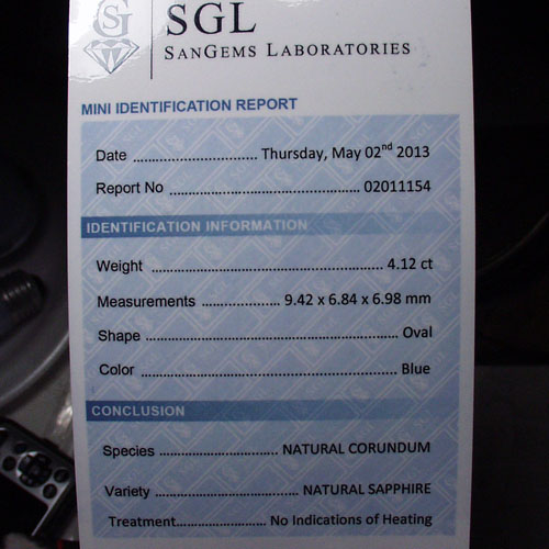 Certified Unheated Natural Ceylon Sapphire 4.12ct   Litnon.com