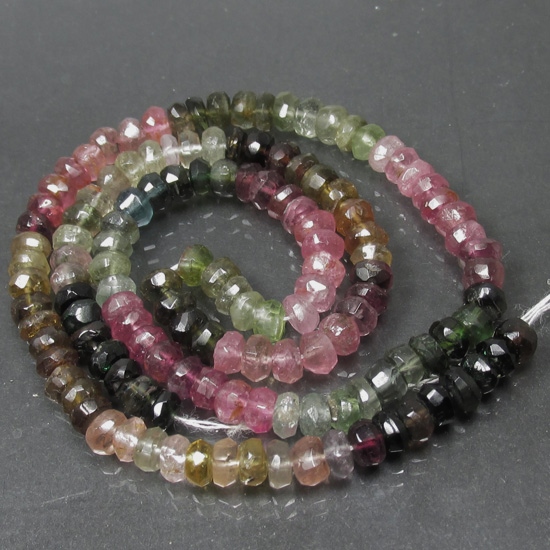 Beautiful Faceted Tourmaline Rondelle Strand 52 ct  Litnon.com