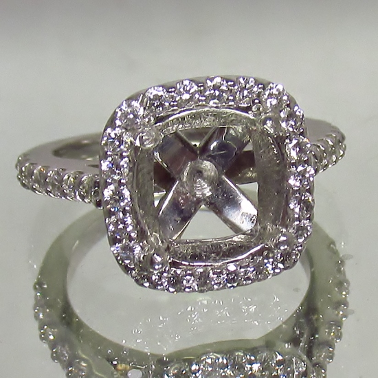 Estate Classic Diamond Platinum Halo Ring Setting 0.50 ct tw  Litnon.com